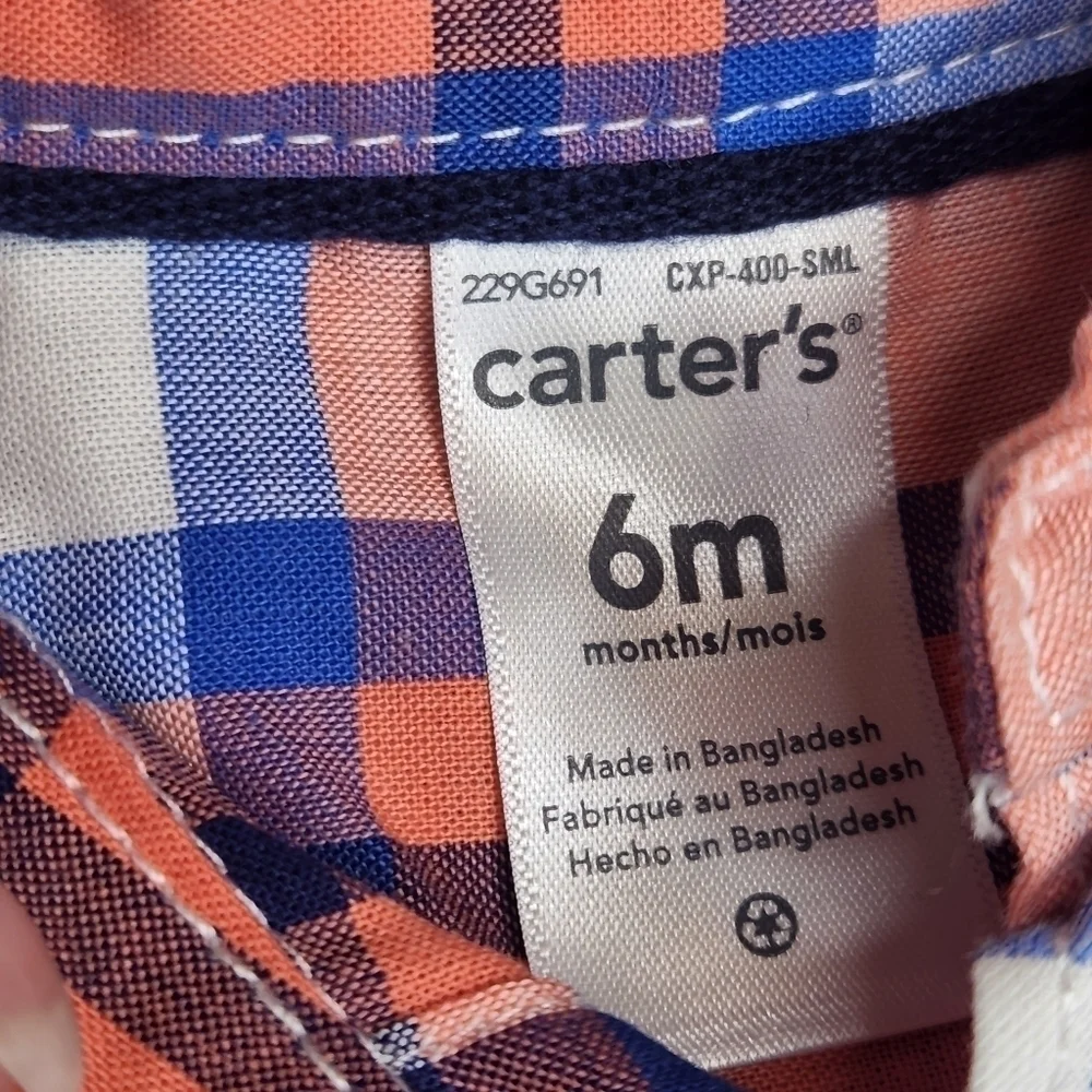 New Carter's Plaid Short Set. Size 6m